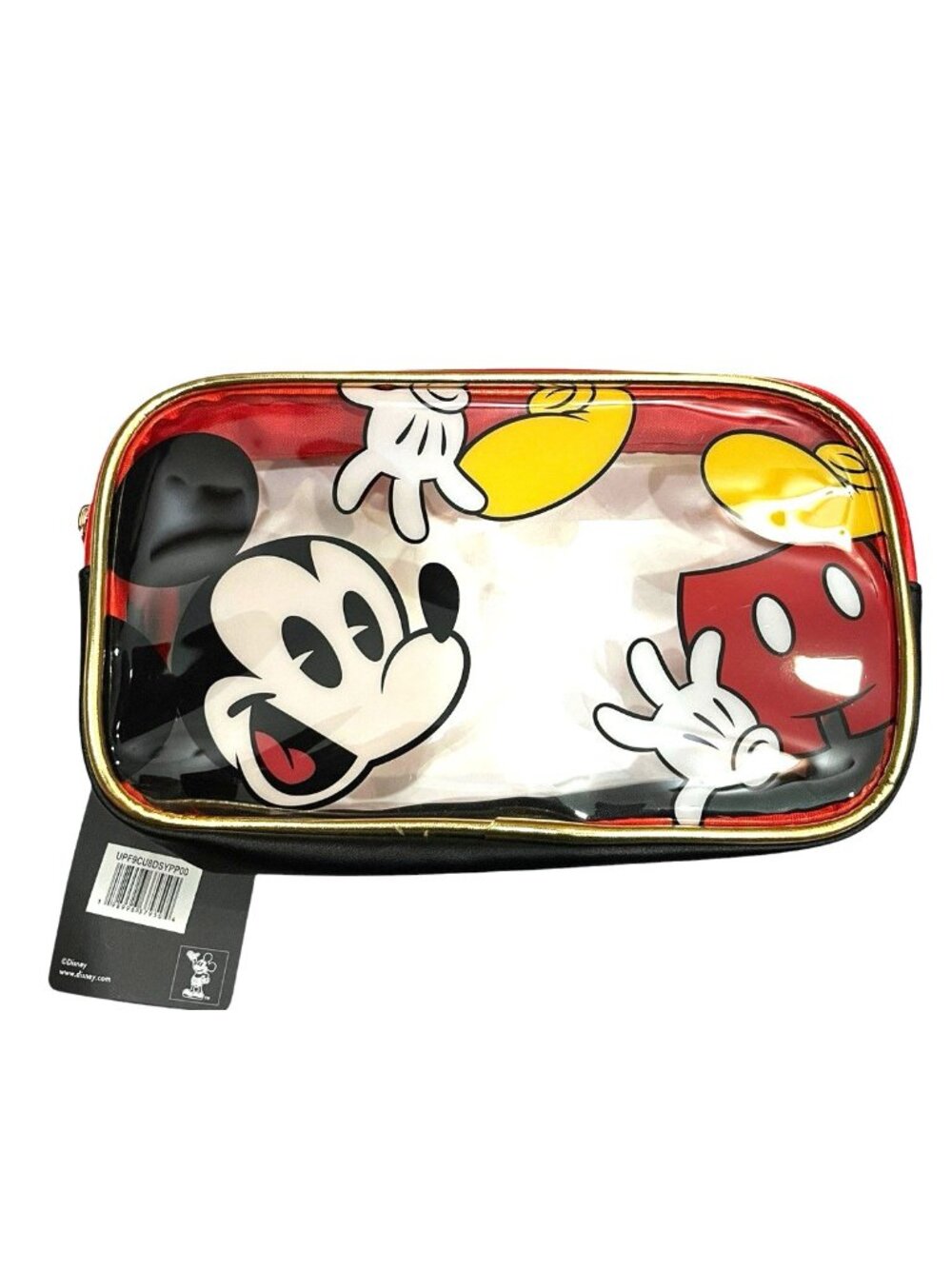 Disney Mickey Mouse Clear Cosmetic Case Makeup Bag Travel Bioworld NWT